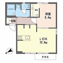 グリーンライフ藤原台A棟 1LDKの間取図画像