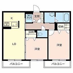ｌｕｎａ　Ｌｕｃｅ（ルナ　ルーチェ） 0202 2階2LDKの間取り