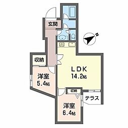 ミルプラトー甲子園 2LDKの間取図画像