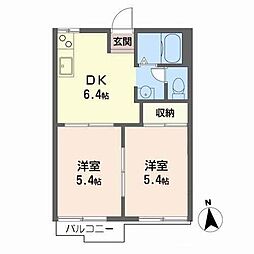 メゾンフラワー 2DKの間取図画像
