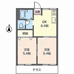 吉本ハイツ 2DKの間取図画像