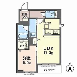 リラフォート武庫之荘 1LDKの間取図画像