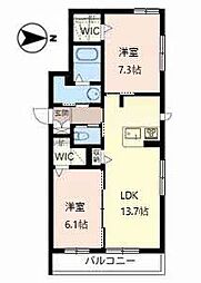シャーメゾンガーデンズ南武庫之荘1丁目 2LDKの間取図画像