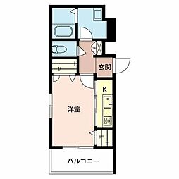 シャーメゾン東岸和田 0201 2階1Kの間取り