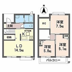 デルタ・ケーテイD棟 3LDKの間取図画像