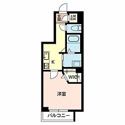 グリシーヌ 1Kの間取図画像
