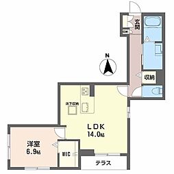 シャーメゾン アプローズM 1LDKの間取図画像