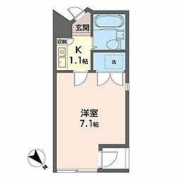 KF中山手マンション 1Kの間取図画像