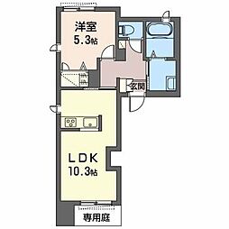 ウエストヒル中山手 1LDKの間取図画像