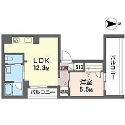 雅 シャーメゾン 1LDKの間取図画像