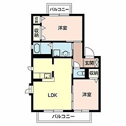 サングレイス 2階2LDKの間取り