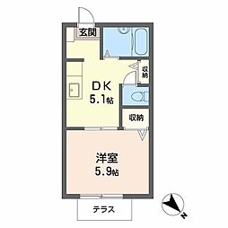 パティオ富田 1DKの間取図画像