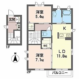 ブリエワイキューブ 2LDKの間取図画像
