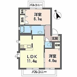 サングレイス 2LDKの間取図画像