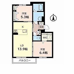 シャーメゾン高西 2LDKの間取図画像