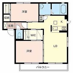 ウィステリア 1階2LDKの間取り