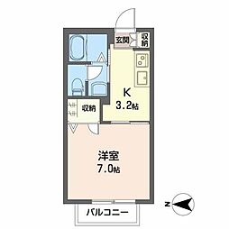 シャーメゾンM2 1Kの間取図画像