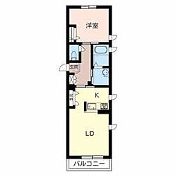 カーサベルデ今市 1LDKの間取図画像