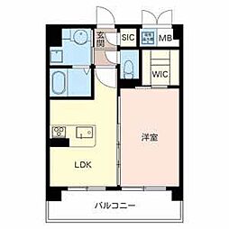 フローレンスコート清水 1LDKの間取図画像