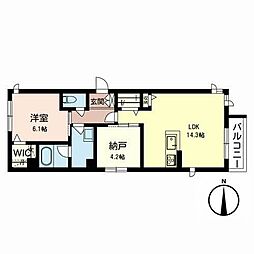 クレシェール清水 1SLDKの間取図画像