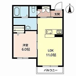 シャーメゾン日野 1LDKの間取図画像