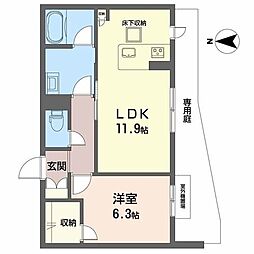 イズIII 1階1LDKの間取り