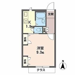 千里ヒルズコート 1Kの間取図画像