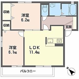 パークサイド 2LDKの間取図画像