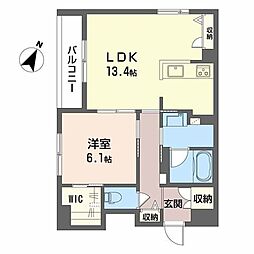シャーメゾン　ポポ 2階1LDKの間取り