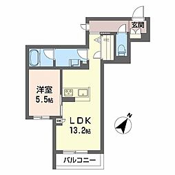 シャーメゾン　ポポ 2階1LDKの間取り