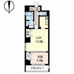 プラムシティ南森町 1LDKの間取図画像
