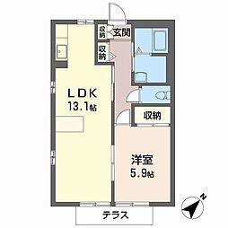 リズムホープ 1階1LDKの間取り