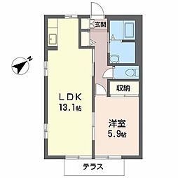 リズムホープ 1階1LDKの間取り