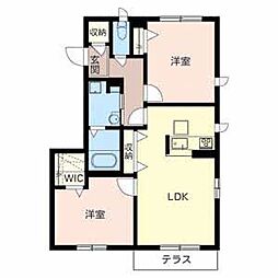 シャーメゾン琵琶 1階2LDKの間取り