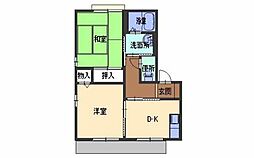 エステート朝日が丘A 2DKの間取図画像