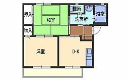 エステート朝日が丘A 2DKの間取図画像