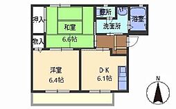 エステート朝日が丘A 2DKの間取図画像