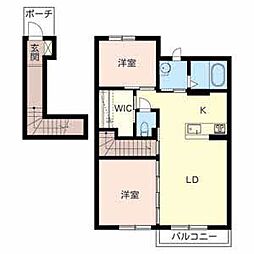メゾン　さくら 2階2LDKの間取り
