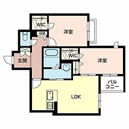 ｊｕｎａ 3階2LDKの間取り