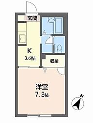 ルミエール一里山 1Kの間取図画像