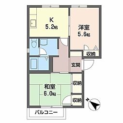 ウェストヴィレッジ壱番館 2階2Kの間取り