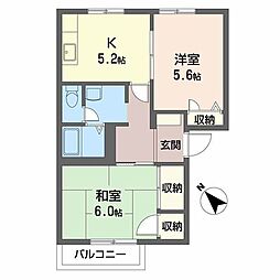 ウェストヴィレッジ壱番館 2階2Kの間取り