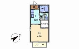 ろっこいち 1Kの間取図画像