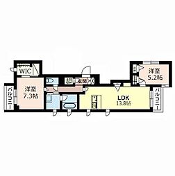 サンセール長等 2LDKの間取図画像