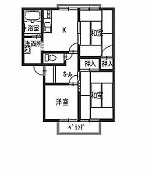 リバーサイドカフェA 3Kの間取図画像