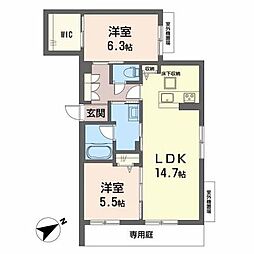 ボンクハージュ 2LDKの間取図画像