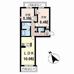 シャーメゾン長吉 2LDKの間取図画像