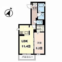 シャーメゾン出戸 1LDKの間取図画像
