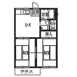 ハイネス辻 2DKの間取図画像