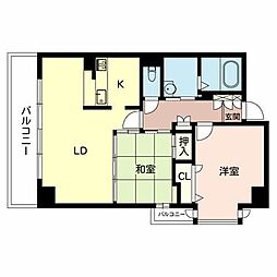 ベルパージュ龍造寺 2階2LDKの間取り
